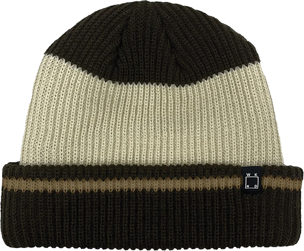 WKND STRIPE BEANIE BROWN
