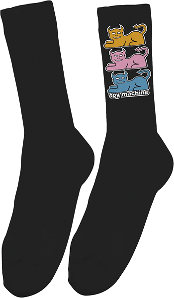 TOY MACHINE TRIPLE CAT CREW SOCKS BLACK 1pr