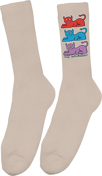 TOY MACHINE TRIPLE CAT CREW SOCKS TAN 1pr