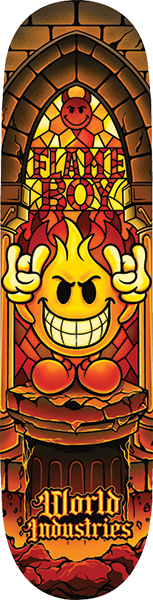 WORLD INDUSTRIES FLAMEBOY STAINED GLASS SKATEBOARD DECK-8.25