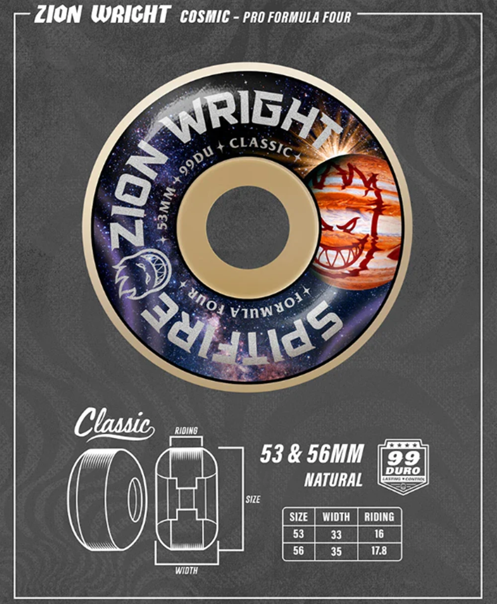 Spitfire F4 Zion Cosmic Classics Wheels Natural Purp 56/99a