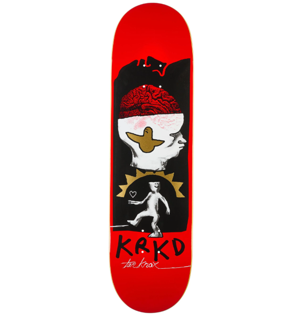 Krooked Knox Brain and Bird Skateboard Deck Red Black 8.5x14.38WB