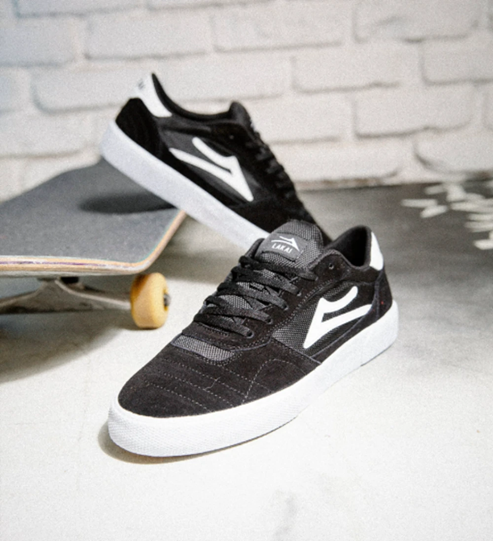 Lakai Camridge Suede Skate Shoes Black White