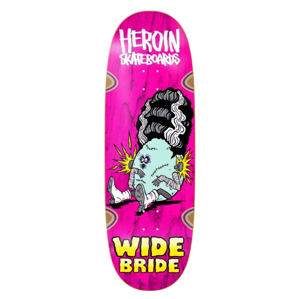 Heroin Wide Bride Skateboard Deck Pink Stain 10.4x32.5