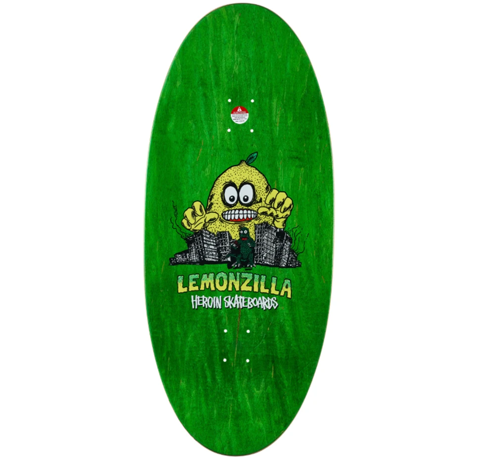 Heroin Lemonzilla Skateboard Deck Yellow 13.5x31.5