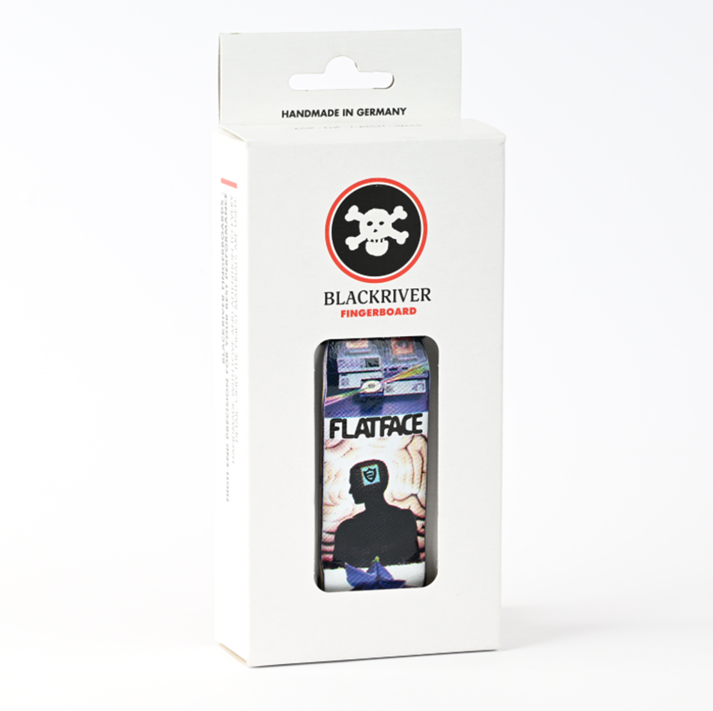 Blackriver x FlatFace Pro Computer Time Fingerboard Deck Black Blue 36mm Low 7ply PowerPop