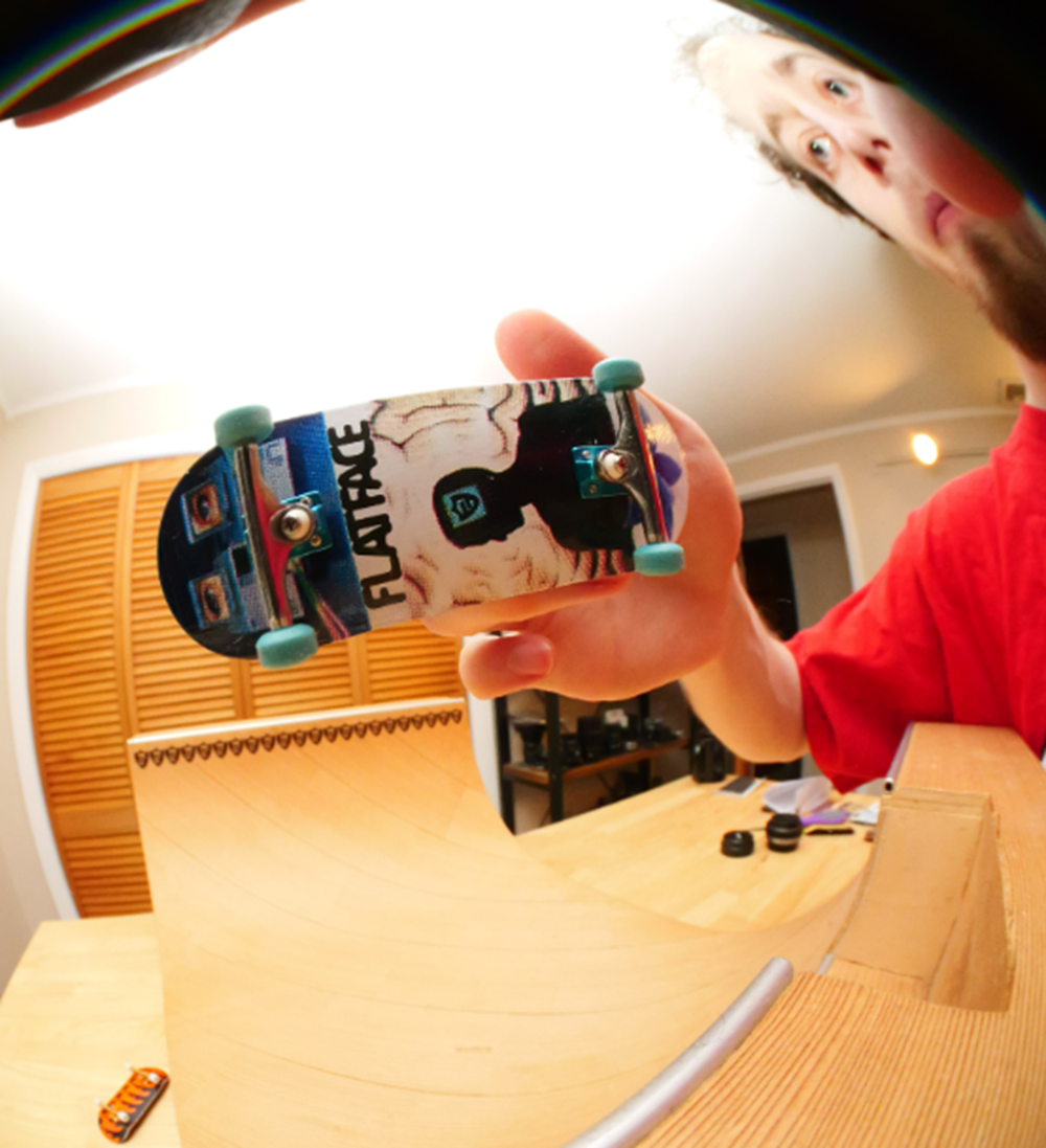 Blackriver x FlatFace Pro Computer Time Fingerboard Deck Black Blue 33.3 Low 7ply PowerPop