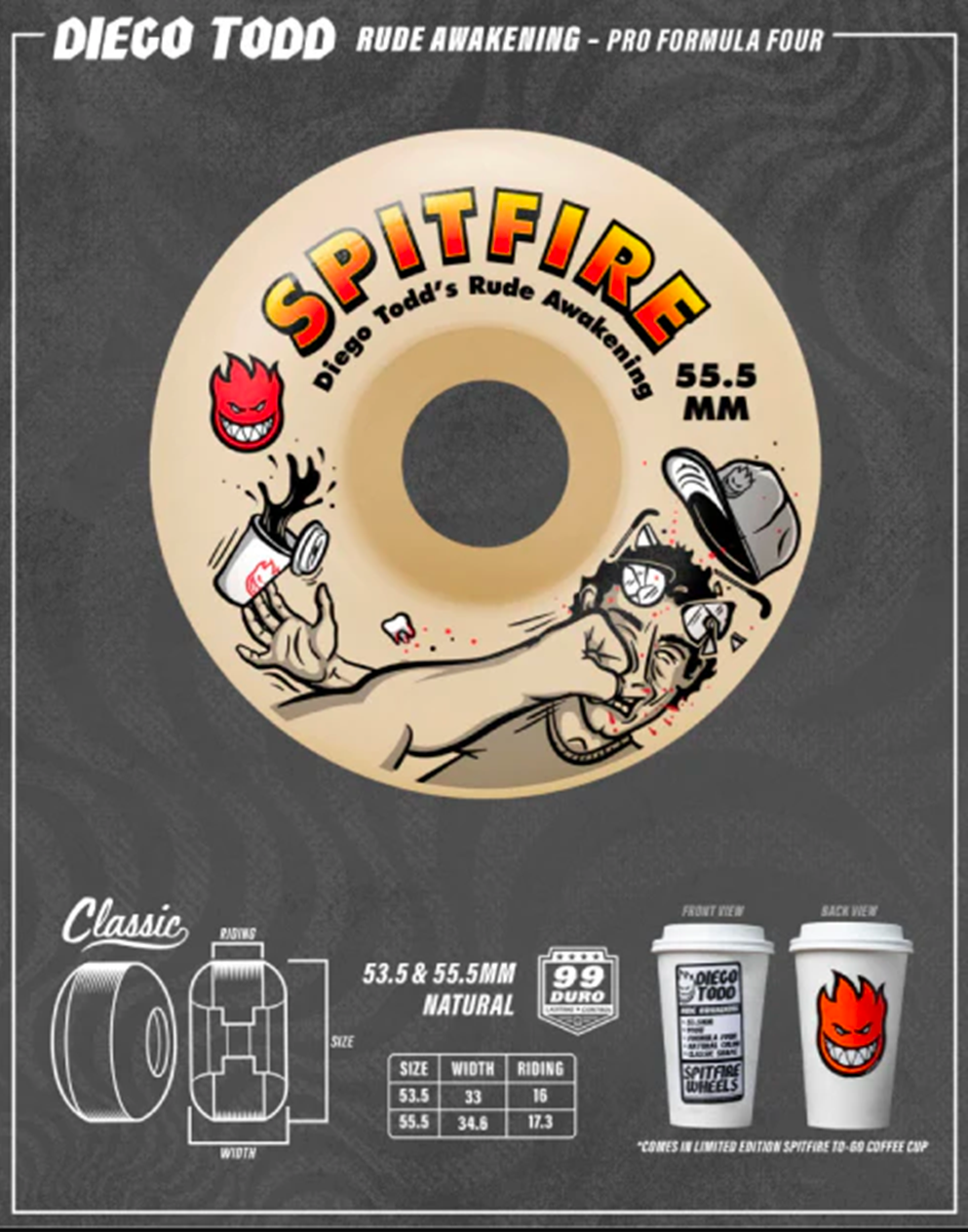 Spitfire F4 Diego Rude Awakening Wheels Natural 53.5/99d