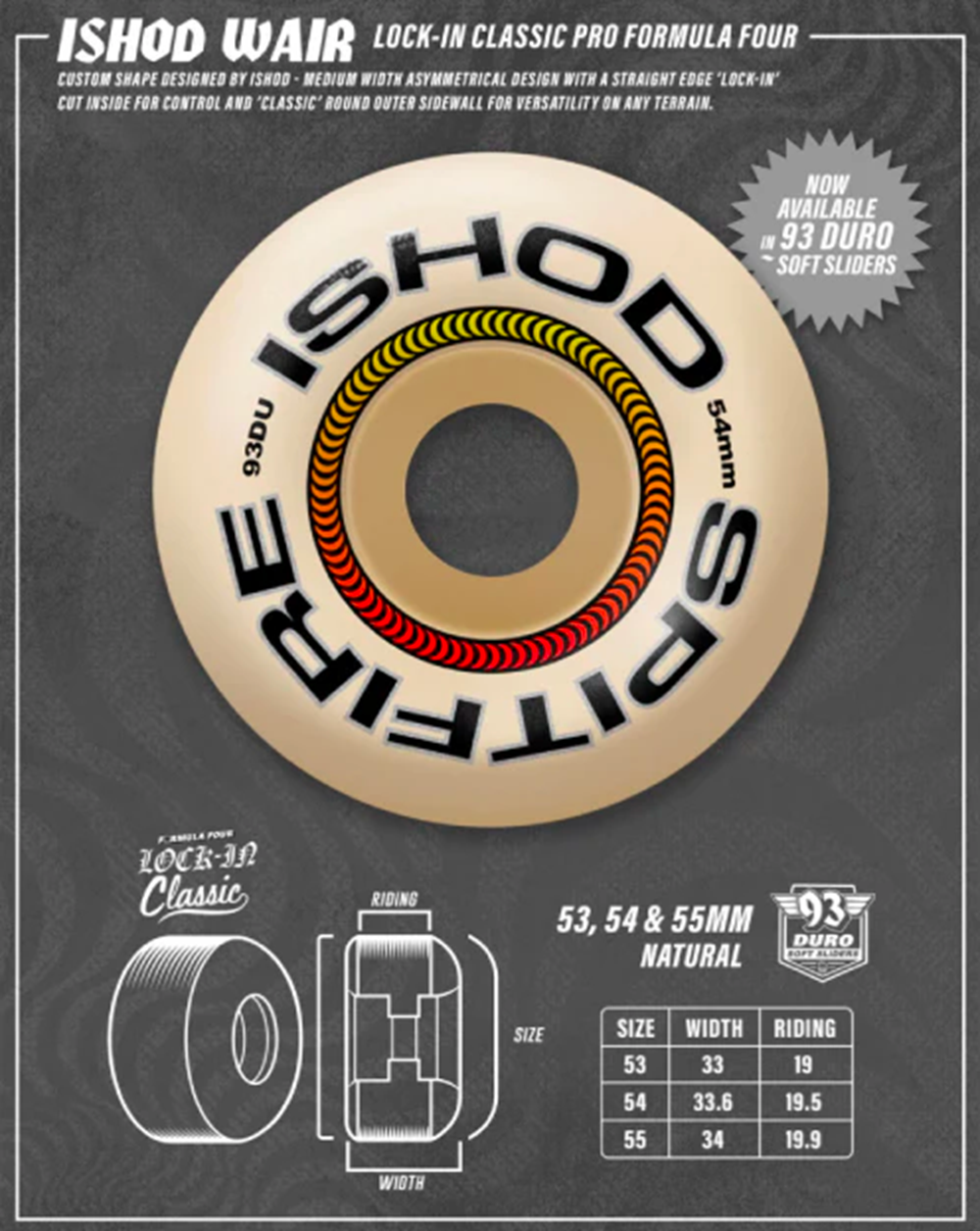 Spitfire F4 Ishod Lock In Classic Wheels Natural 55/93d