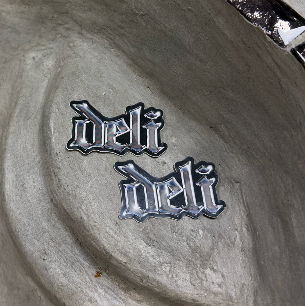Delidecks Bling Logo Sticker Black Grey 1.25in 2pack