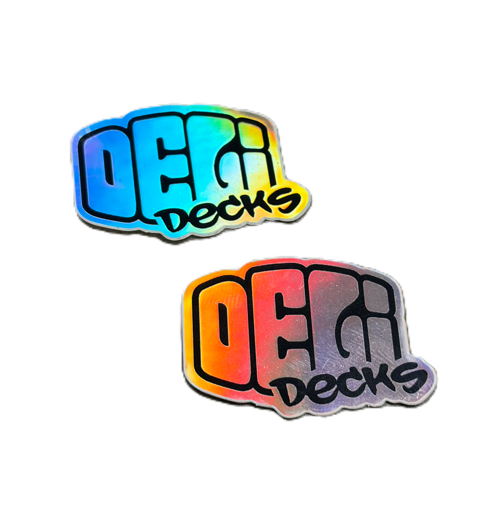 Delidecks Foil Logo Sticker Silver Black 1inch (2pack)