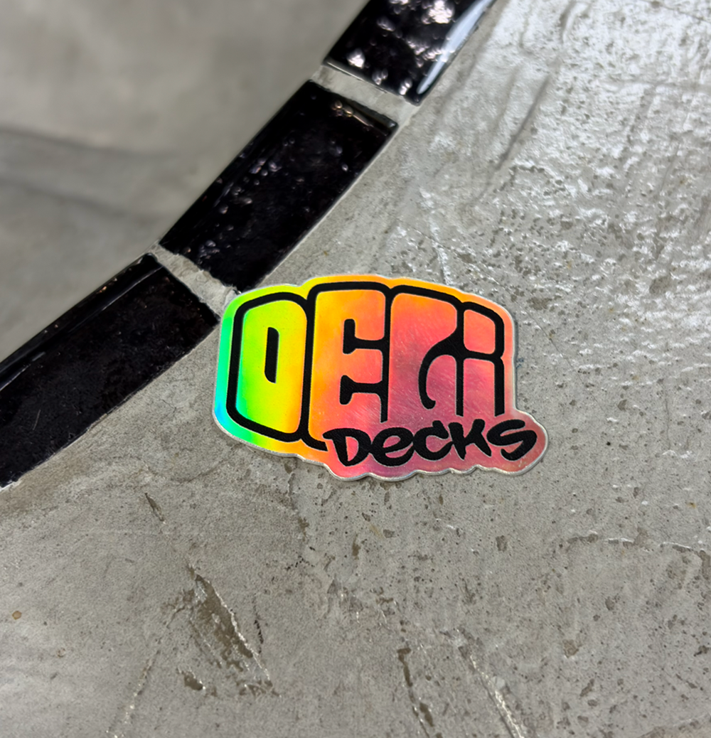 Delidecks Foil Logo Sticker Silver Black 1inch (2pack
