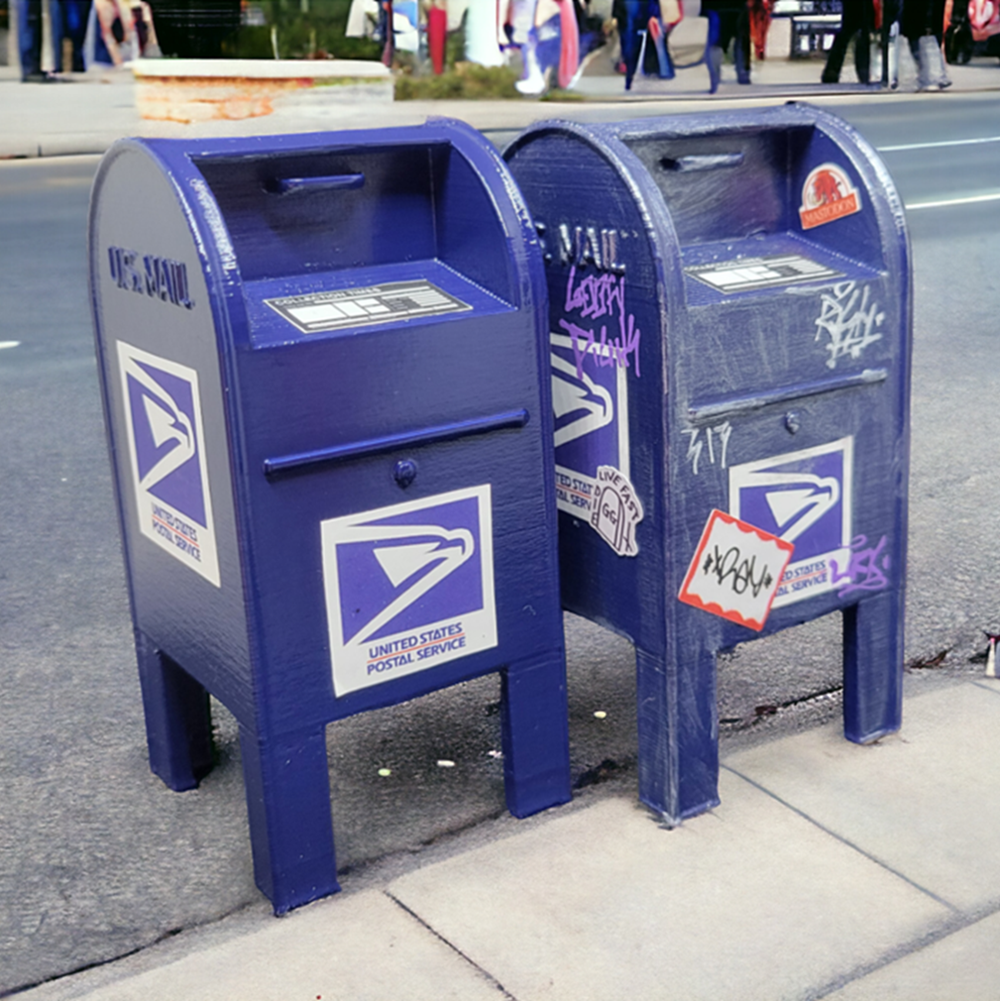 FutureBoundPrints USPS Post Box Thrashed Blue 3.75 inch