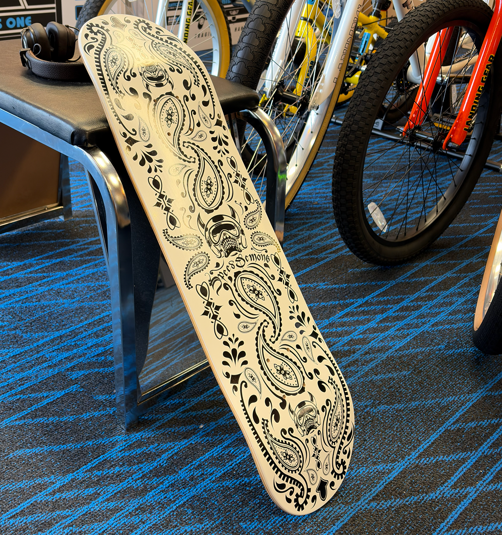 Speed Demon Bandana Skateboard Deck w/Grip White Black 8
