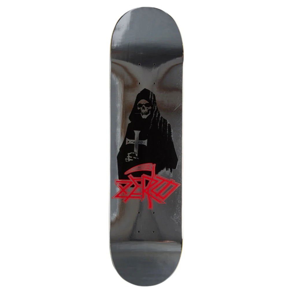 Zero Pleasures Death Skateboard Deck Silver Black 8.25x14.25WB