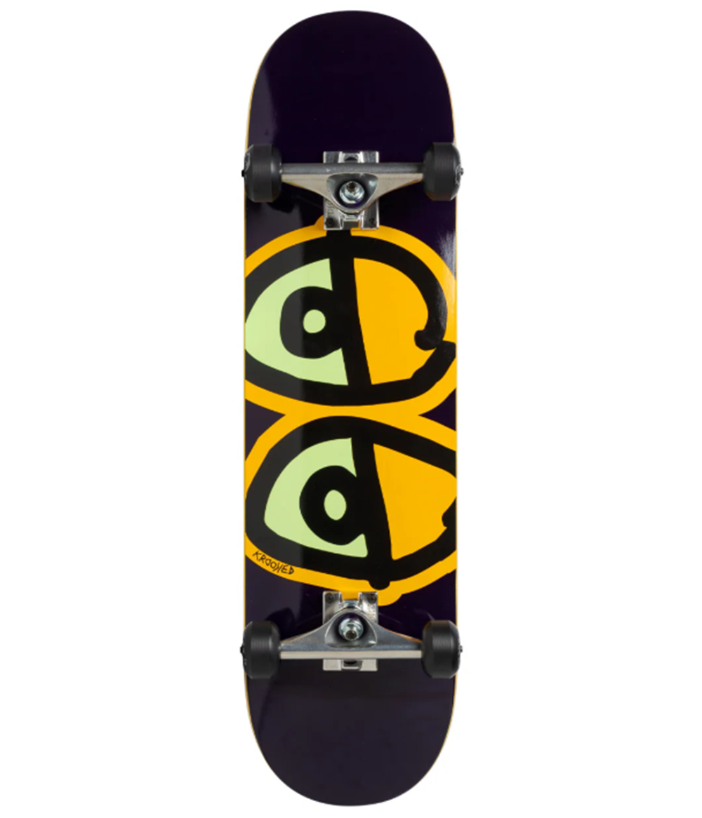 Krooked Glow Eyes Skateboard Complete Midnight Orange 8.25x14.38WB
