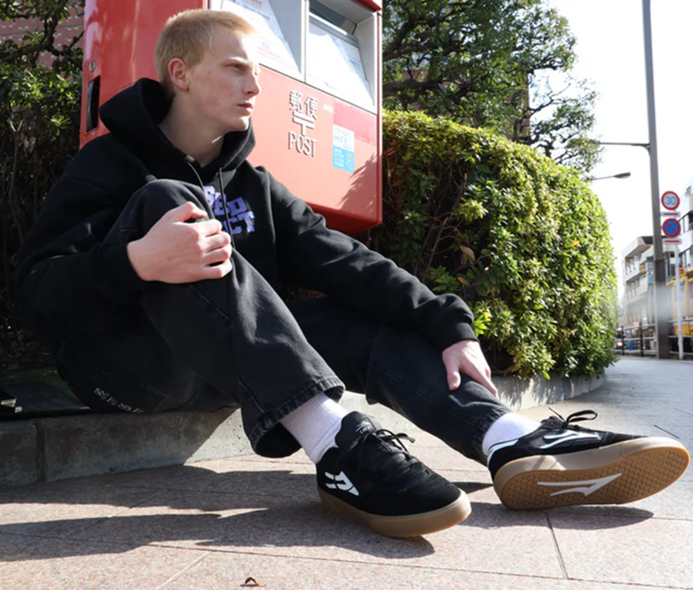 Lakai Cambridge Suede Shoes Black White Gum