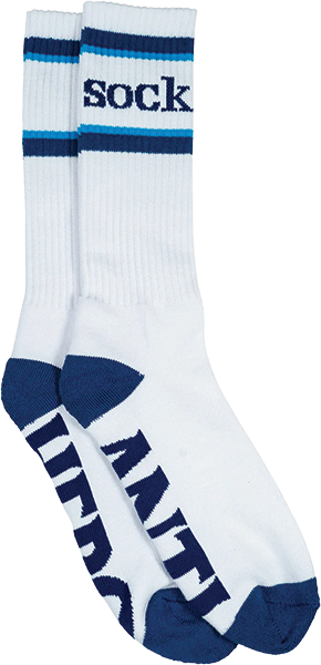 ANTI HERO SOCK LOGO CREW SOCK WHITE/NAVY/CYAN