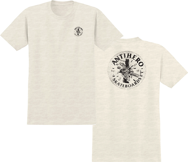 ANTI HERO ENGINEERING SS TSHIRT M-HEATHER CREAM/BLK