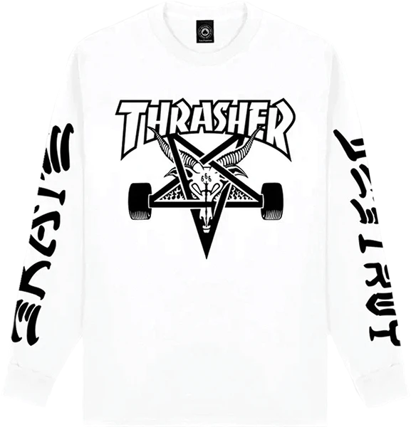 THRASHER GOAT DESTROY LONGSLEEVE L-WHITE/BLK