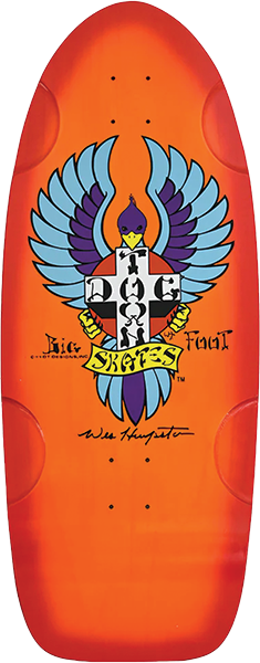 DOGTOWN BIG FOOT 70S CLASSIC SKATEBOARD DECK11.78X30.8 ORG/RED FADE w/ grip