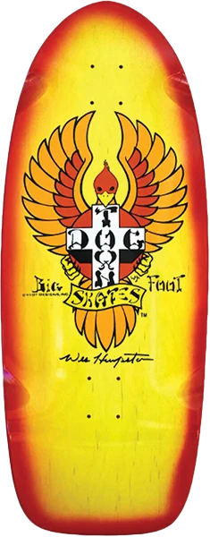 DOGTOWN BIG FOOT 70S RIDER SKATEBOARD DECK11.87X30.54 YEL/RED FADE