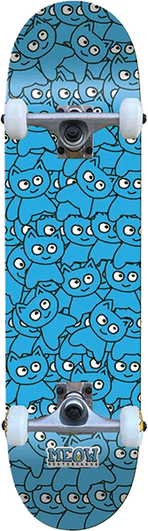 MEOW STICKER PILE SKATEBOARD COMPLETE-8.25 CMYK CYAN