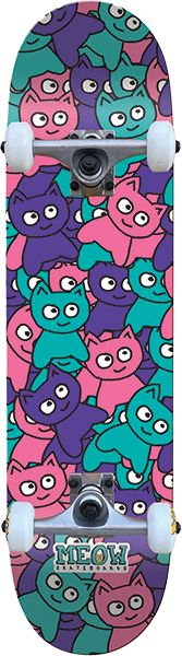 MEOW STICKER PILE SKATEBOARD COMPLETE-7.75 CMYK MULTI