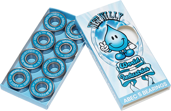 WORLD INDUSTRIES ABEC-5 WET WILLY BEARINGS SIL/BLUE
