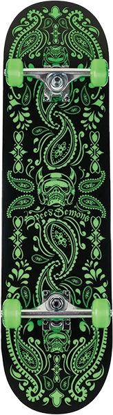 SPEED DEMONS BANDANA SKATEBOARD COMPLETE-8.25 BLK/GREEN