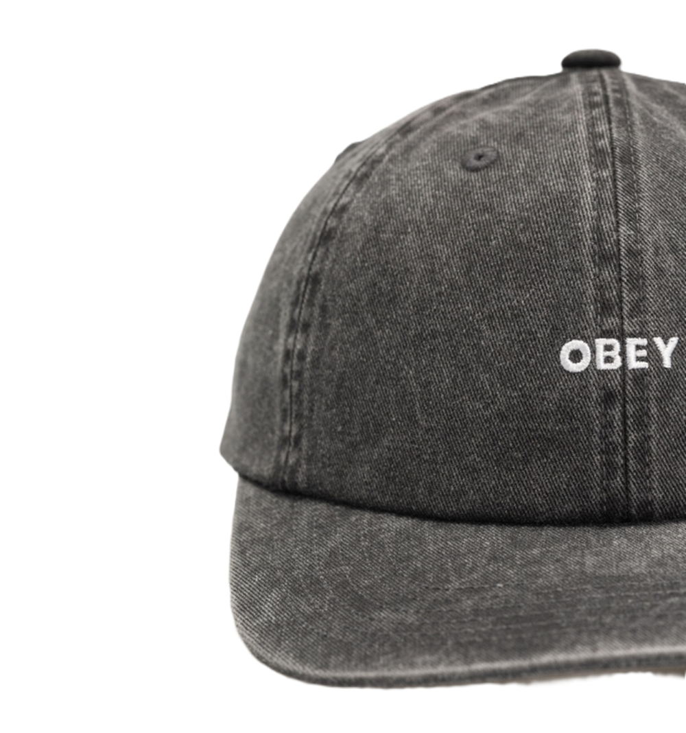 Obey Pigment Bold 6 Panel Hat Black Strapback