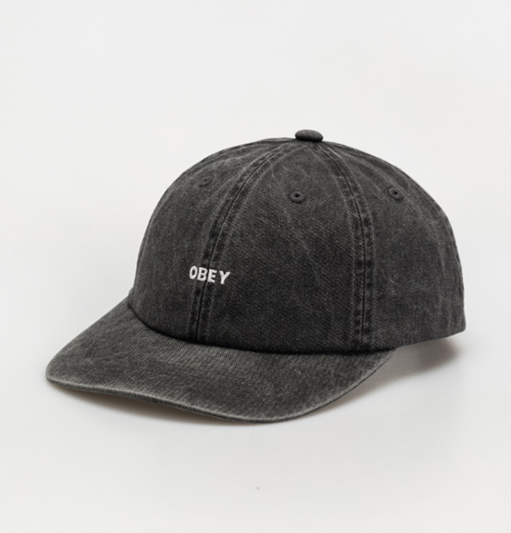 Obey Pigment Bold 6 Panel Hat Black Strapback