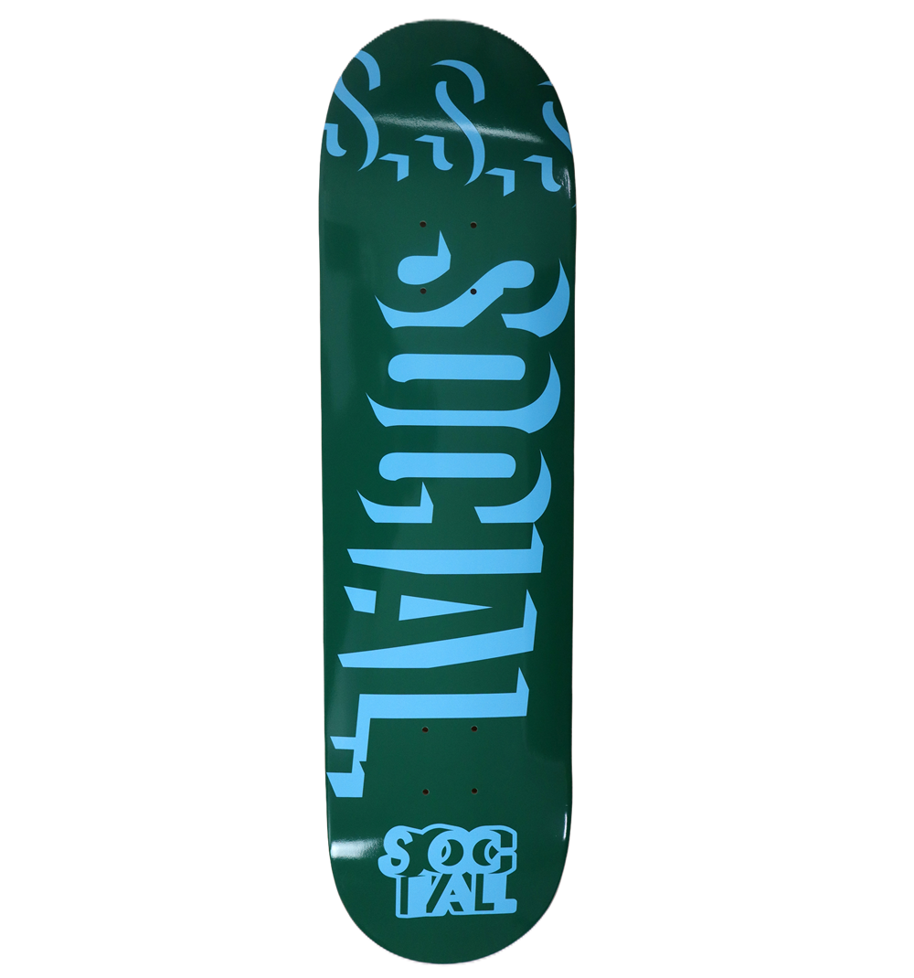 Social Hit Stix Skateboard Deck Green Blue 8.0 -O