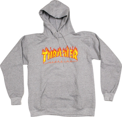 THRASHER Flame HD/SWEATSHIRT MEDIUM GREY