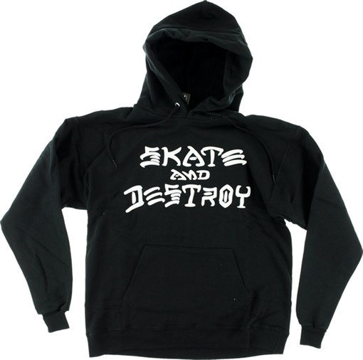 THRASHER SK8 & DESTROY HOODY SWEATSHIRT SMALL BLACK