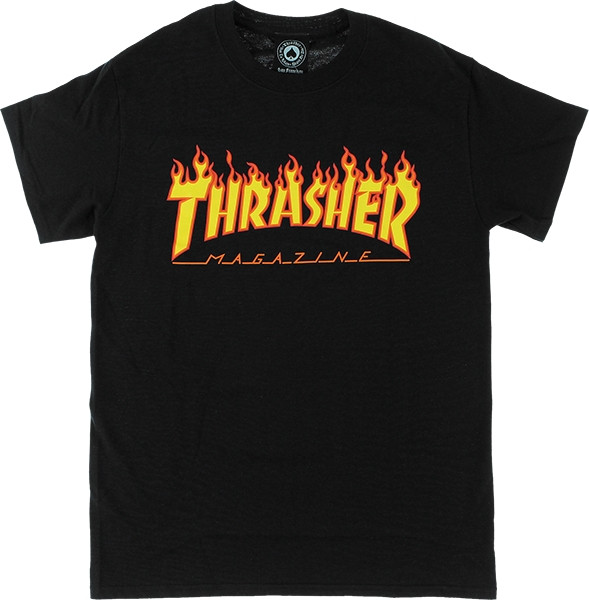 THRASHER FLAME SS Tshirt SMALL BLACK