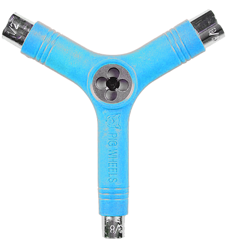 PIG SKATE SKATE TOOL-NEON BLUE tri-socket threader
