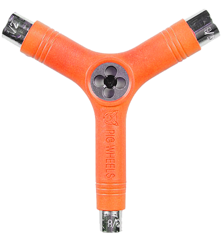 PIG SKATE SKATE TOOL-NEON ORANGE tri-socket threader