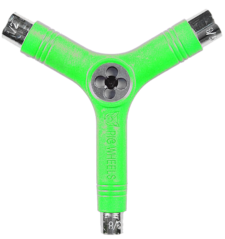 PIG SKATE SKATE TOOL-NEON GREEN tri-socket threader