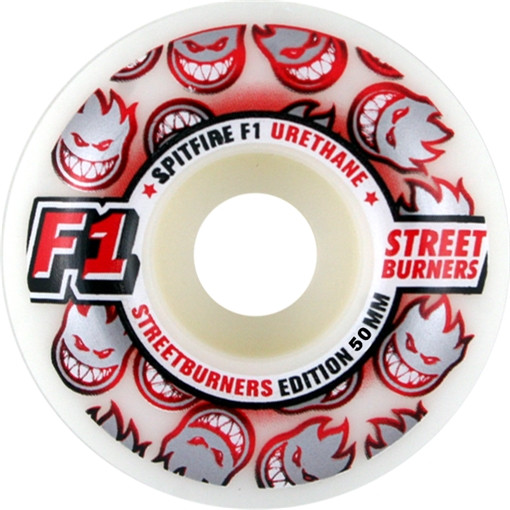 Spitfire F1 Street Burners  WHT RED FADE 50mm Skateboard Wheels