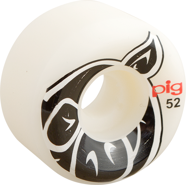 PIG HEAD CONICAL 52mm WHITE Skateboard Wheels Set