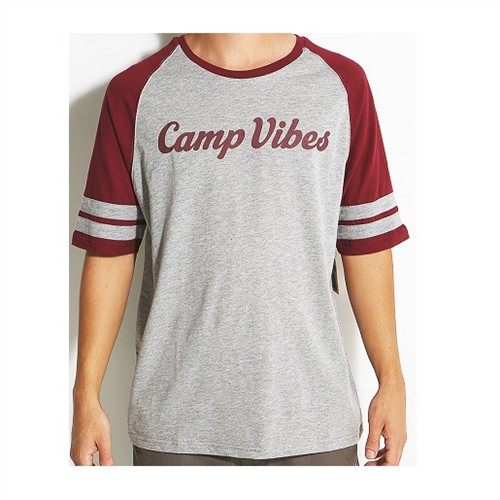 Poler Camp Vibes Football Jersey Heather Grey Berry Wine
