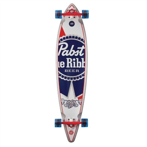 Santa Cruz PBR Pintail Longboard Skate Complete White Red Blue 43.5x9.9