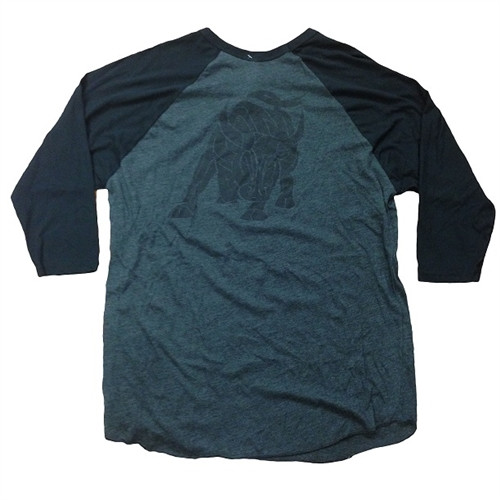 Boardparadise Stacked Big Bull Logo Raglan 3/4 Sleeve Heather Black Black