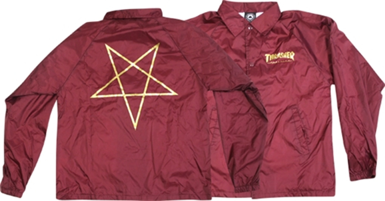 THRASHER PENTAGRAM COACH JACKET MEDIUM BURGANDY