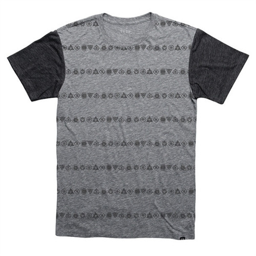 Krew Geo Stripe Premium T Shirt Grey Charcoal