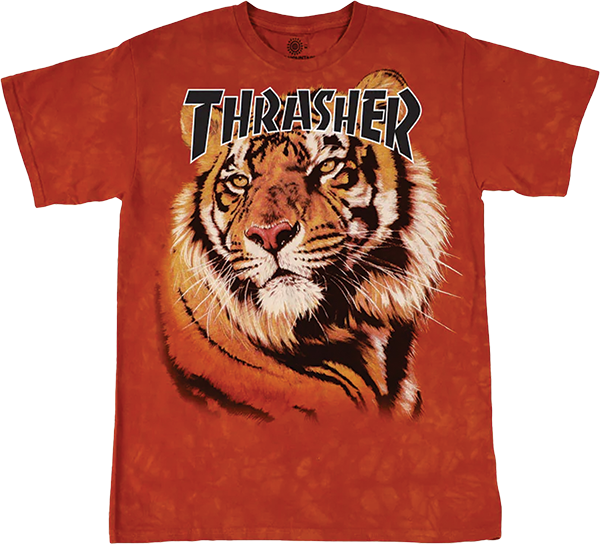 THRASHER TIGER SS TSHIRT MEDIUM ORANGE DYE