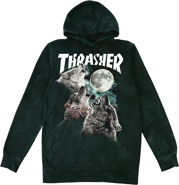 THRASHER WOLVES HOODIE SWEATSHIRT SMALL BLACK
