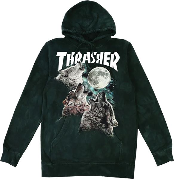 THRASHER WOLVES HOODIE SWEATSHIRT XLARGE BLACK