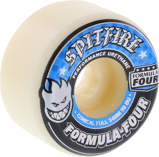 SPITFIRE FORMULA 4 99d CONICAL FULL 54mm WHT W/BLUE Skateboard Wheels set